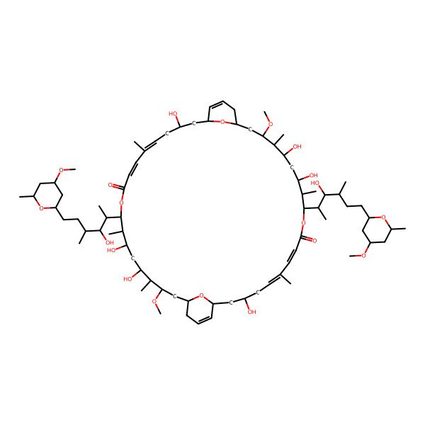 2D Structure of 3,13,15,25,35,37-Hexahydroxy-11,33-bis[3-hydroxy-6-(4-methoxy-6-methyloxan-2-yl)-4-methylhexan-2-yl]-17,39-dimethoxy-6,12,16,28,34,38-hexamethyl-10,32,45,46-tetraoxatricyclo[39.3.1.119,23]hexatetraconta-5,7,21,27,29,43-hexaene-9,31-dione