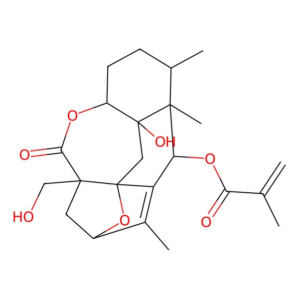 2D Structure of [13-Hydroxy-5-(hydroxymethyl)-2,11,12-trimethyl-6-oxo-7,17-dioxapentacyclo[10.3.1.13,15.05,15.08,13]heptadec-1-en-16-yl] 2-methylprop-2-enoate