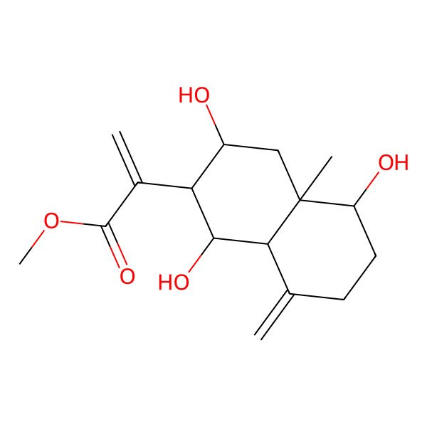 2D Structure of methyl 2-[(1R,2R,3S,4aR,5R,8aS)-1,3,5-trihydroxy-4a-methyl-8-methylidene-1,2,3,4,5,6,7,8a-octahydronaphthalen-2-yl]prop-2-enoate