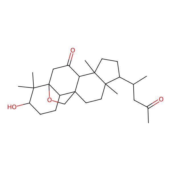 2D Structure of 16-Hydroxy-5,9,17,17-tetramethyl-8-(4-oxopentan-2-yl)-18-oxapentacyclo[10.5.2.01,13.04,12.05,9]nonadecan-3-one