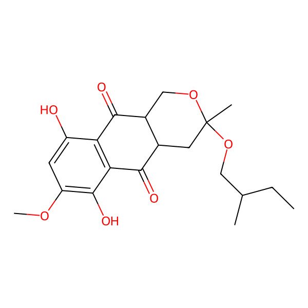 2D Structure of 6,9-Dihydroxy-7-methoxy-3-methyl-3-(2-methylbutoxy)-1,4,4a,10a-tetrahydrobenzo[g]isochromene-5,10-dione