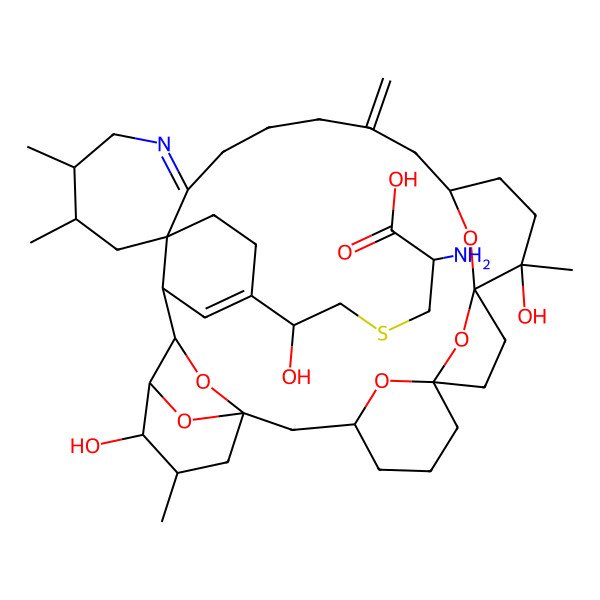 2D Structure of 2-Amino-3-[2-(11,34-dihydroxy-11,23,24,35-tetramethyl-16-methylidene-37,38,39,40,41-pentaoxa-21-azaoctacyclo[30.4.1.11,33.13,7.17,10.110,14.020,26.026,31]hentetraconta-20,29-dien-29-yl)-2-hydroxyethyl]sulfanylpropanoic acid