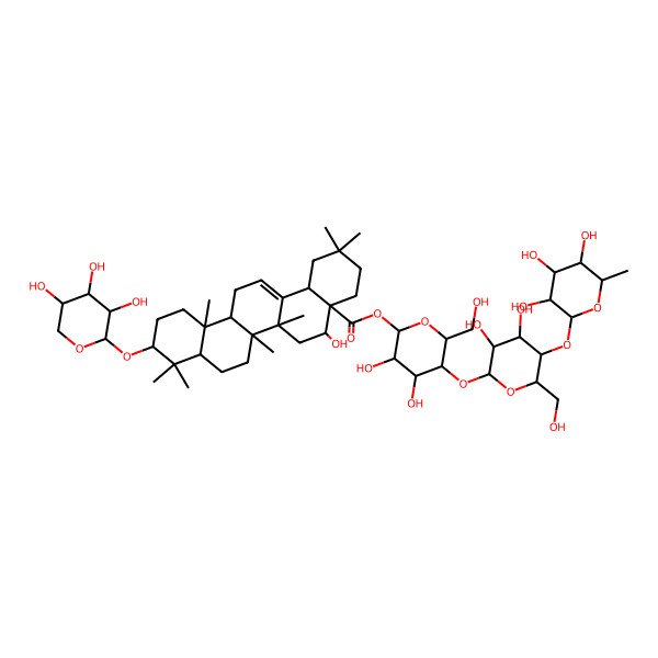 2D Structure of [5-[3,4-Dihydroxy-6-(hydroxymethyl)-5-(3,4,5-trihydroxy-6-methyloxan-2-yl)oxyoxan-2-yl]oxy-3,4-dihydroxy-6-(hydroxymethyl)oxan-2-yl] 5-hydroxy-2,2,6a,6b,9,9,12a-heptamethyl-10-(3,4,5-trihydroxyoxan-2-yl)oxy-1,3,4,5,6,6a,7,8,8a,10,11,12,13,14b-tetradecahydropicene-4a-carboxylate