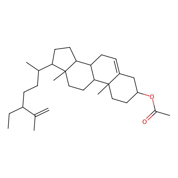 2D Structure of [(3S,8R,9S,10R,13R,14S,17R)-17-[(2R,5S)-5-ethyl-6-methylhept-6-en-2-yl]-10,13-dimethyl-2,3,4,7,8,9,11,12,14,15,16,17-dodecahydro-1H-cyclopenta[a]phenanthren-3-yl] acetate