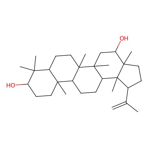 2D Structure of (1S,3aS,4S,5aR,5bR,7aR,9S,11aR,11bR,13aS,13bR)-3a,5a,5b,8,8,11a,13b-heptamethyl-1-prop-1-en-2-yl-2,3,4,5,6,7,7a,9,10,11,11b,12,13,13a-tetradecahydro-1H-cyclopenta[a]chrysene-4,9-diol