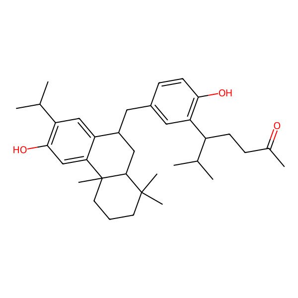2D Structure of (5S)-5-[5-[[(4aS,9S,10aS)-6-hydroxy-1,1,4a-trimethyl-7-propan-2-yl-2,3,4,9,10,10a-hexahydrophenanthren-9-yl]methyl]-2-hydroxyphenyl]-6-methylheptan-2-one