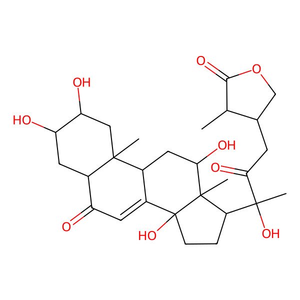 2D Structure of 4-[3-hydroxy-2-oxo-3-(2,3,12,14-tetrahydroxy-10,13-dimethyl-6-oxo-2,3,4,5,9,11,12,15,16,17-decahydro-1H-cyclopenta[a]phenanthren-17-yl)butyl]-3-methyloxolan-2-one