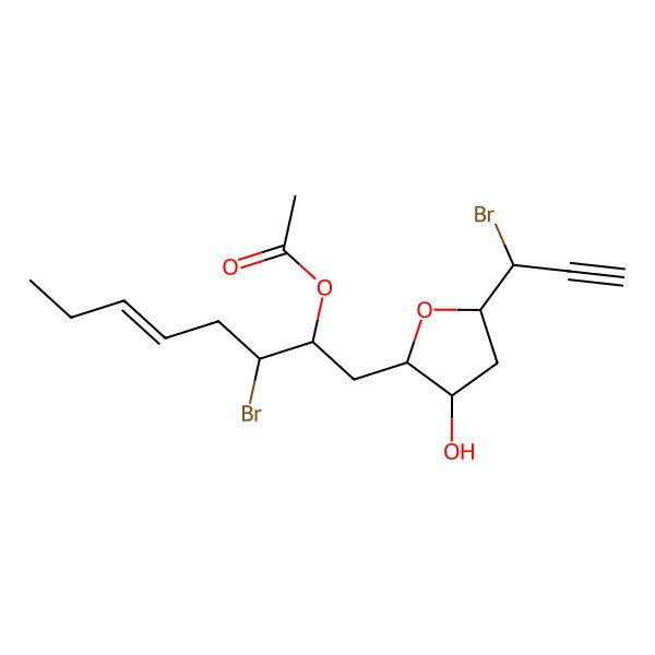 2D Structure of [(E,2S,3S)-3-bromo-1-[(2R,3R,5R)-5-[(1R)-1-bromoprop-2-ynyl]-3-hydroxyoxolan-2-yl]oct-5-en-2-yl] acetate