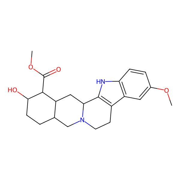 2D Structure of methyl (1S,15S,18R,19R,20R)-18-hydroxy-7-methoxy-1,3,11,12,14,15,16,17,18,19,20,21-dodecahydroyohimban-19-carboxylate