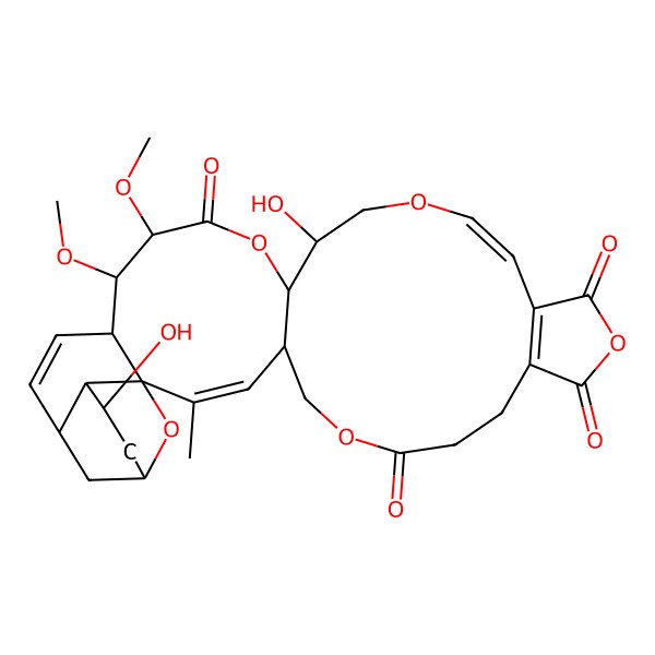 2D Structure of (1R,2E,4R,15E,19S,20S,23S,24R,25S,28R,30R,32R,33S)-19,32-dihydroxy-23,24-dimethoxy-2-methyl-6,12,17,21,34-pentaoxahexacyclo[28.3.1.01,25.04,20.010,14.028,33]tetratriaconta-2,10(14),15,26-tetraene-7,11,13,22-tetrone
