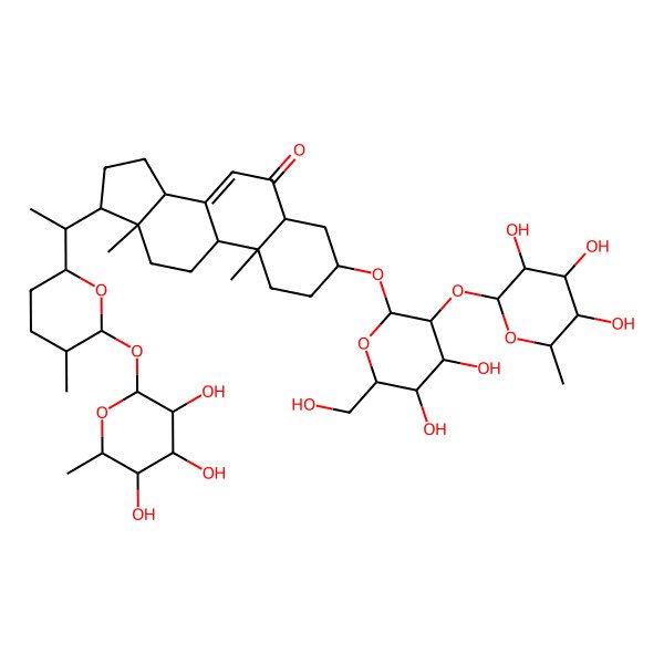 2D Structure of (3S,5S,9R,10R,13R,14R,17R)-3-[(2R,3R,4S,5S,6R)-4,5-Dihydroxy-6-(hydroxymethyl)-3-[(2S,3R,4R,5R,6S)-3,4,5-trihydroxy-6-methyloxan-2-yl]oxyoxan-2-yl]oxy-10,13-dimethyl-17-[(1S)-1-[(2S,5R,6S)-5-methyl-6-[(2S,3R,4R,5R,6S)-3,4,5-trihydroxy-6-methyloxan-2-yl]oxyoxan-2-yl]ethyl]-1,2,3,4,5,9,11,12,14,15,16,17-dodecahydrocyclopenta[a]phenanthren-6-one