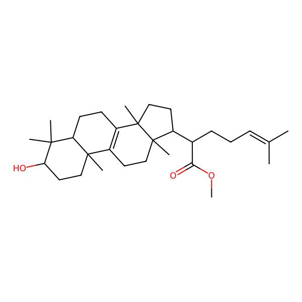 2D Structure of methyl (2S)-2-[(3R,5S,10S,13S,14S,17S)-3-hydroxy-4,4,10,13,14-pentamethyl-2,3,5,6,7,11,12,15,16,17-decahydro-1H-cyclopenta[a]phenanthren-17-yl]-6-methylhept-5-enoate