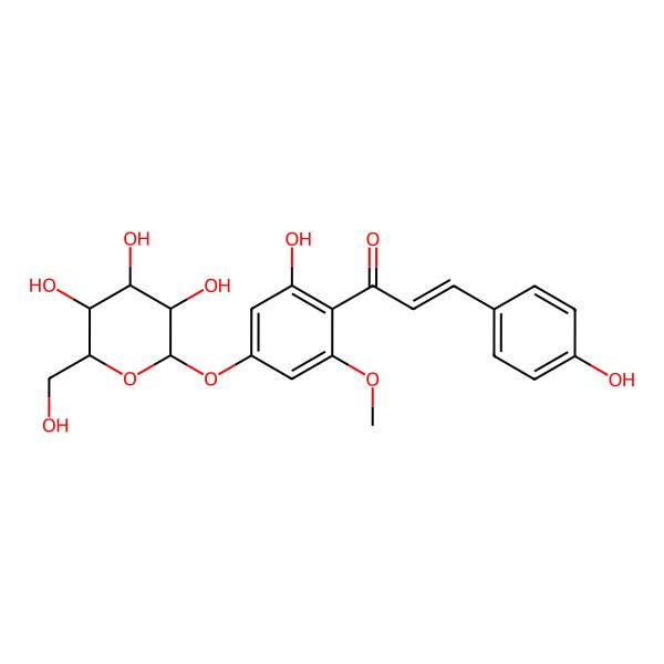 2D Structure of 1-[2-Hydroxy-6-methoxy-4-[3,4,5-trihydroxy-6-(hydroxymethyl)oxan-2-yl]oxyphenyl]-3-(4-hydroxyphenyl)prop-2-en-1-one