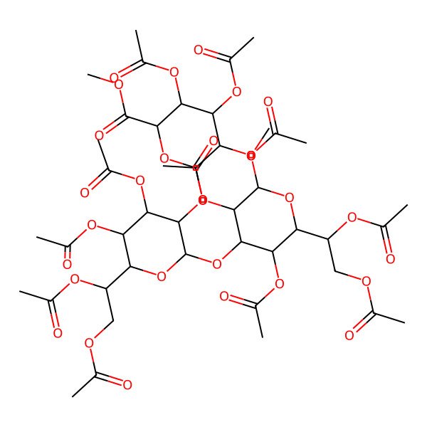 2D Structure of Methyl 3,4,5-triacetyloxy-6-[4,5-diacetyloxy-2-[3,5-diacetyloxy-2-(1,2-diacetyloxyethyl)-6-methoxyoxan-4-yl]oxy-6-(1,2-diacetyloxyethyl)oxan-3-yl]oxyoxane-2-carboxylate