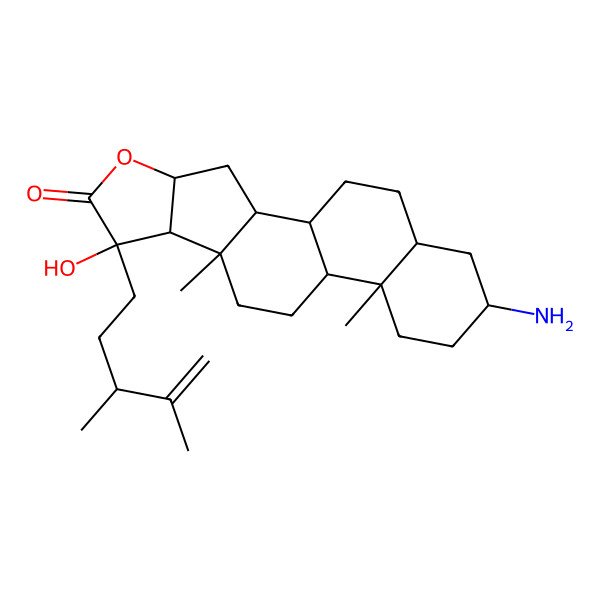 2D Structure of (1R,2S,4S,7S,8R,9S,12S,13S)-16-amino-7-(3,4-dimethylpent-4-enyl)-7-hydroxy-9,13-dimethyl-5-oxapentacyclo[10.8.0.02,9.04,8.013,18]icosan-6-one