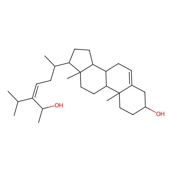 2D Structure of (3S,10R,13R,17R)-17-[(Z,2R)-5-(1-hydroxyethyl)-6-methylhept-4-en-2-yl]-10,13-dimethyl-2,3,4,7,8,9,11,12,14,15,16,17-dodecahydro-1H-cyclopenta[a]phenanthren-3-ol