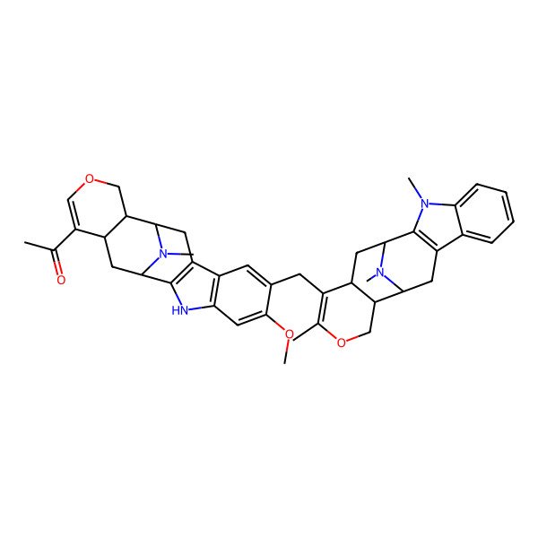 2D Structure of 1-[6-Methoxy-20-methyl-7-[(3,16,20-trimethyl-15-oxa-3,20-diazapentacyclo[10.7.1.02,10.04,9.013,18]icosa-2(10),4,6,8,16-pentaen-17-yl)methyl]-15-oxa-3,20-diazapentacyclo[10.7.1.02,10.04,9.013,18]icosa-2(10),4(9),5,7,16-pentaen-17-yl]ethanone