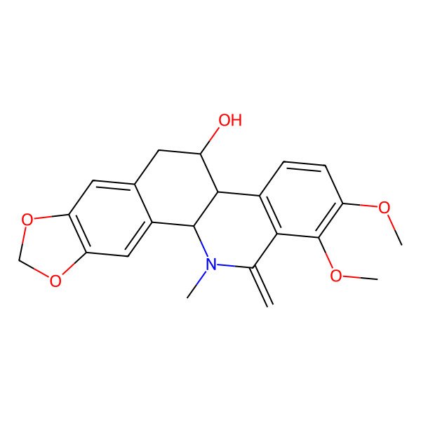 2D Structure of (4bR,5S,11bS)-1,2-dimethoxy-12-methyl-13-methylidene-4b,5,6,11b-tetrahydro-[1,3]benzodioxolo[5,6-c]phenanthridin-5-ol