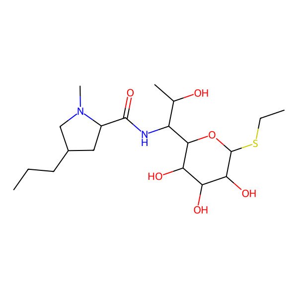 2D Structure of N-[1-(6-ethylsulfanyl-3,4,5-trihydroxyoxan-2-yl)-2-hydroxypropyl]-1-methyl-4-propylpyrrolidine-2-carboxamide