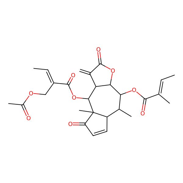 2D Structure of [(3aS,4R,5S,5aS,8aR,9S,9aS)-5,8a-dimethyl-4-[(Z)-2-methylbut-2-enoyl]oxy-1-methylidene-2,8-dioxo-3a,4,5,5a,9,9a-hexahydroazuleno[6,5-b]furan-9-yl] (Z)-2-(acetyloxymethyl)but-2-enoate