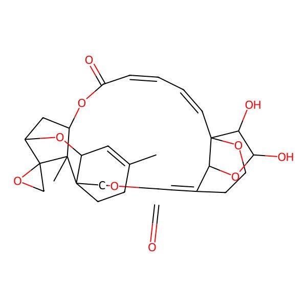 2D Structure of (1R,2E,4Z,8R,9S,11R,13R,18R,22E,24R)-26,27-dihydroxy-9,15-dimethylspiro[7,12,20,25,28-pentaoxahexacyclo[21.4.3.18,11.01,24.09,18.013,18]hentriaconta-2,4,14,22-tetraene-10,2'-oxirane]-6,21-dione