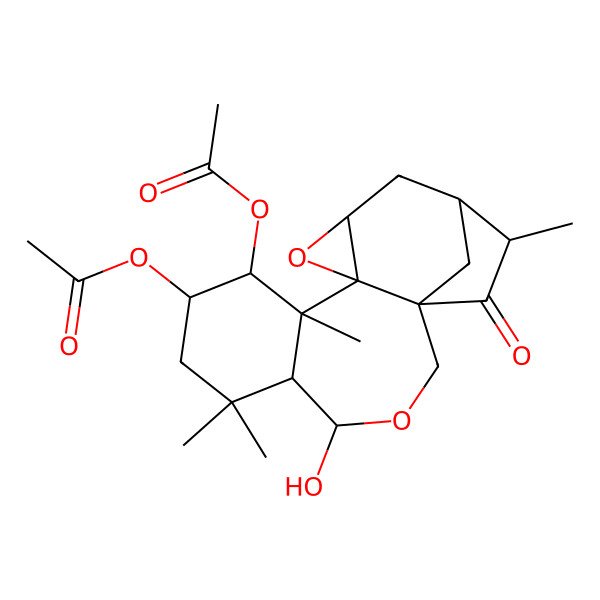 2D Structure of (9-Acetyloxy-4-hydroxy-6,6,10,16-tetramethyl-17-oxo-3,12-dioxapentacyclo[13.2.1.01,11.05,10.011,13]octadecan-8-yl) acetate
