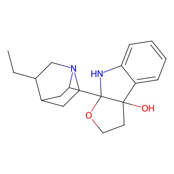 2D Structure of (3aR,8bS)-3a-[(2R,4R,5R)-5-ethyl-1-azabicyclo[2.2.2]octan-2-yl]-2,4-dihydro-1H-furo[2,3-b]indol-8b-ol