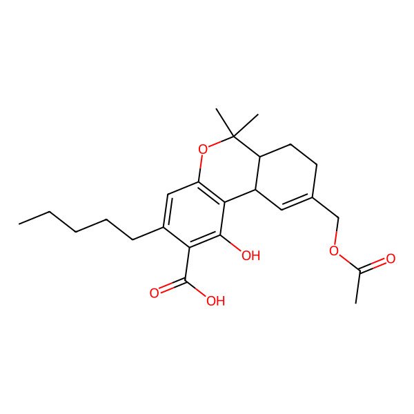 2D Structure of (6aR,10aR)-9-(acetyloxymethyl)-1-hydroxy-6,6-dimethyl-3-pentyl-6a,7,8,10a-tetrahydrobenzo[c]chromene-2-carboxylic acid