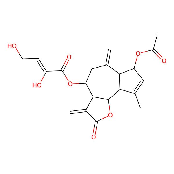 2D Structure of [(3aS,4R,6aR,7R,9aR,9bR)-7-acetyloxy-9-methyl-3,6-dimethylidene-2-oxo-4,5,6a,7,9a,9b-hexahydro-3aH-azuleno[4,5-b]furan-4-yl] (Z)-2,4-dihydroxybut-2-enoate