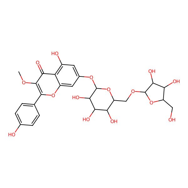 2D Structure of 7-[6-[[3,4-Dihydroxy-5-(hydroxymethyl)oxolan-2-yl]oxymethyl]-3,4,5-trihydroxyoxan-2-yl]oxy-5-hydroxy-2-(4-hydroxyphenyl)-3-methoxychromen-4-one
