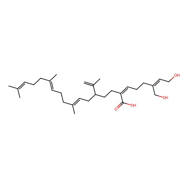 2D Structure of 2-[6-Hydroxy-4-(hydroxymethyl)hex-4-enylidene]-8,12,16-trimethyl-5-prop-1-en-2-ylheptadeca-7,11,15-trienoic acid