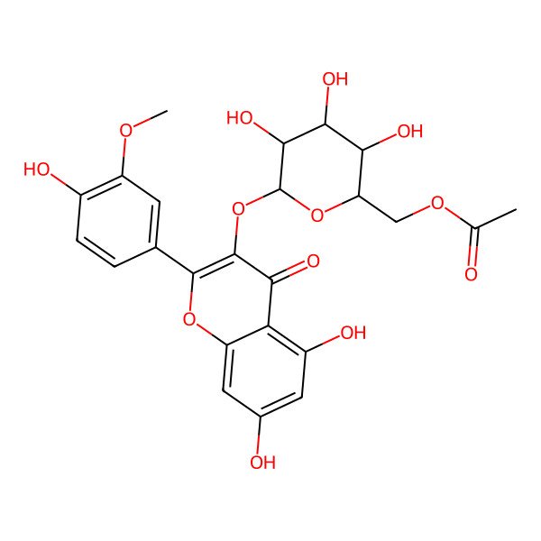 2D Structure of [(2S,3S,4R,5S,6R)-6-[5,7-dihydroxy-2-(4-hydroxy-3-methoxyphenyl)-4-oxochromen-3-yl]oxy-3,4,5-trihydroxyoxan-2-yl]methyl acetate