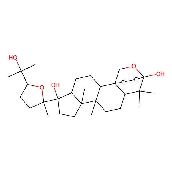 2D Structure of (1S,6R,9R,10R,15S)-6-[(2S,5S)-5-(2-hydroxypropan-2-yl)-2-methyloxolan-2-yl]-9,10,14,14-tetramethyl-16-oxapentacyclo[13.2.2.01,13.02,10.05,9]nonadecane-6,15-diol
