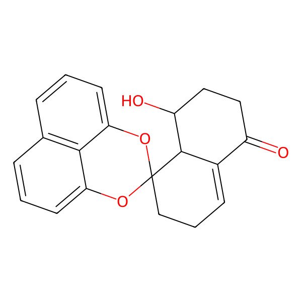 2D Structure of 4-Hydroxyspiro[2,3,4,4a,6,7-hexahydronaphthalene-5,3'-2,4-dioxatricyclo[7.3.1.05,13]trideca-1(12),5,7,9(13),10-pentaene]-1-one