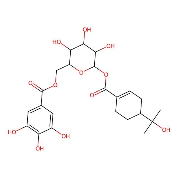 2D Structure of [3,4,5-Trihydroxy-6-[4-(2-hydroxypropan-2-yl)cyclohexene-1-carbonyl]oxyoxan-2-yl]methyl 3,4,5-trihydroxybenzoate