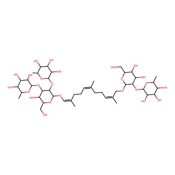 2D Structure of 2-[2-[11-[4,5-Dihydroxy-6-(hydroxymethyl)-3-(3,4,5-trihydroxy-6-methyloxan-2-yl)oxyoxan-2-yl]oxy-2,6,10-trimethylundeca-1,5,9-trienoxy]-5-hydroxy-6-(hydroxymethyl)-3-(3,4,5-trihydroxy-6-methyloxan-2-yl)oxyoxan-4-yl]oxy-6-methyloxane-3,4,5-triol