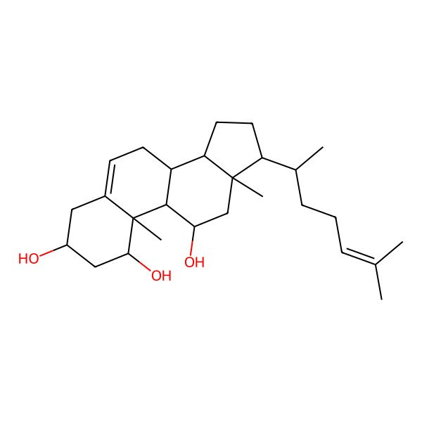 2D Structure of (1S,3R,8S,9S,10R,11R,13R,14S,17R)-10,13-dimethyl-17-[(2R)-6-methylhept-5-en-2-yl]-2,3,4,7,8,9,11,12,14,15,16,17-dodecahydro-1H-cyclopenta[a]phenanthrene-1,3,11-triol