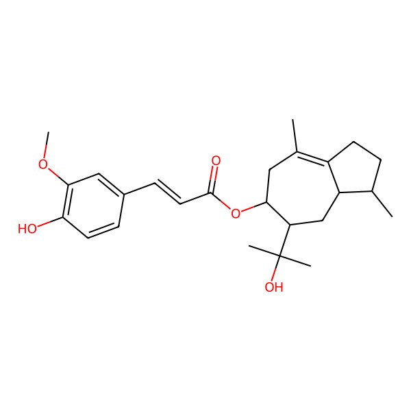 2D Structure of [5-(2-Hydroxypropan-2-yl)-3,8-dimethyl-1,2,3,3a,4,5,6,7-octahydroazulen-6-yl] 3-(4-hydroxy-3-methoxyphenyl)prop-2-enoate