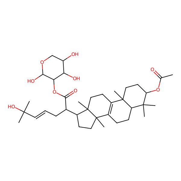 2D Structure of (2,4,5-trihydroxyoxan-3-yl) 2-(3-acetyloxy-4,4,10,13,14-pentamethyl-2,3,5,6,7,11,12,15,16,17-decahydro-1H-cyclopenta[a]phenanthren-17-yl)-6-hydroxy-6-methylhept-4-enoate