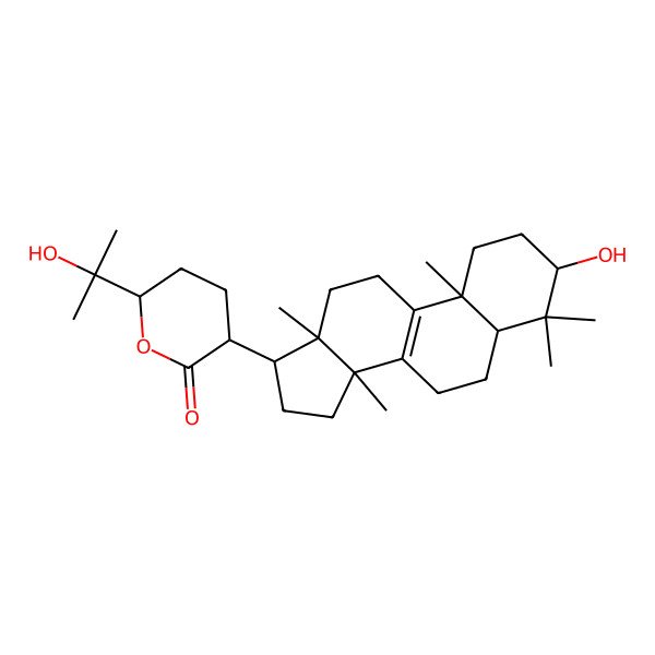 2D Structure of (3R,6S)-3-[(3S,5R,10S,13R,14R,17R)-3-hydroxy-4,4,10,13,14-pentamethyl-2,3,5,6,7,11,12,15,16,17-decahydro-1H-cyclopenta[a]phenanthren-17-yl]-6-(2-hydroxypropan-2-yl)oxan-2-one