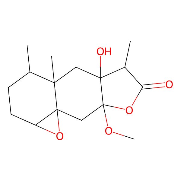2D Structure of (1R,3S,6R,7S,9S,10R,13S)-7-hydroxy-3-methoxy-6,9,10-trimethyl-4,14-dioxatetracyclo[7.5.0.01,13.03,7]tetradecan-5-one