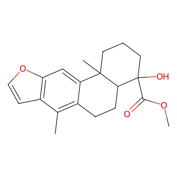 2D Structure of methyl (4R,4aS,11bS)-4-hydroxy-7,11b-dimethyl-1,2,3,4a,5,6-hexahydronaphtho[2,1-f][1]benzofuran-4-carboxylate