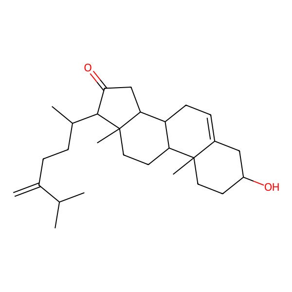 2D Structure of 3-Hydroxy-10,13-dimethyl-17-(6-methyl-5-methylideneheptan-2-yl)-1,2,3,4,7,8,9,11,12,14,15,17-dodecahydrocyclopenta[a]phenanthren-16-one