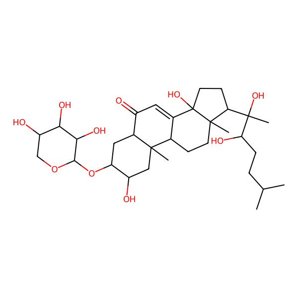 2D Structure of 17-(2,3-dihydroxy-6-methylheptan-2-yl)-2,14-dihydroxy-10,13-dimethyl-3-(3,4,5-trihydroxyoxan-2-yl)oxy-2,3,4,5,9,11,12,15,16,17-decahydro-1H-cyclopenta[a]phenanthren-6-one