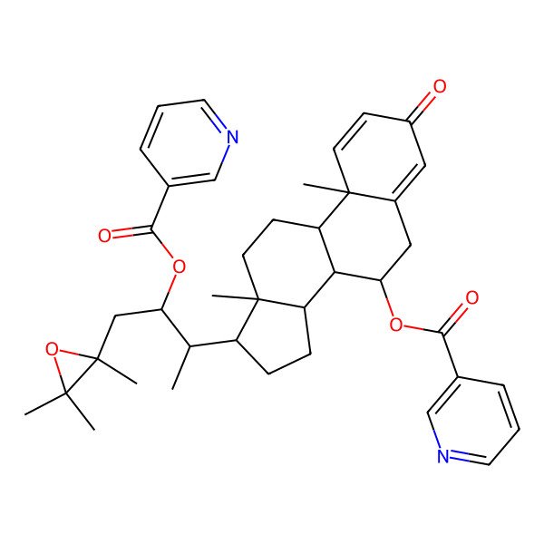 2D Structure of [10,13-Dimethyl-3-oxo-17-[3-(pyridine-3-carbonyloxy)-4-(2,3,3-trimethyloxiran-2-yl)butan-2-yl]-6,7,8,9,11,12,14,15,16,17-decahydrocyclopenta[a]phenanthren-7-yl] pyridine-3-carboxylate