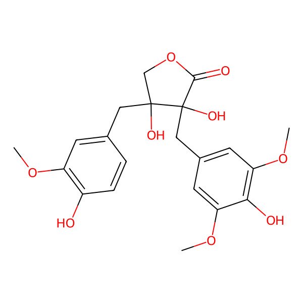 2D Structure of (3S,4S)-3,4-dihydroxy-3-[(4-hydroxy-3,5-dimethoxyphenyl)methyl]-4-[(4-hydroxy-3-methoxyphenyl)methyl]oxolan-2-one