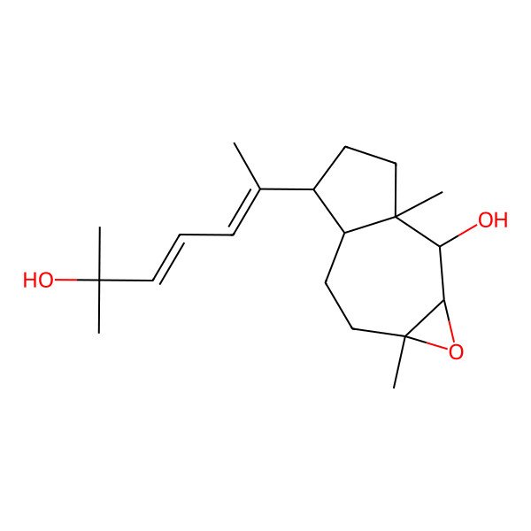 2D Structure of (1aS,2S,2aS,5R,5aS,7aR)-5-[(2E,4E)-6-hydroxy-6-methylhepta-2,4-dien-2-yl]-2a,7a-dimethyl-1a,2,3,4,5,5a,6,7-octahydroazuleno[5,6-b]oxiren-2-ol