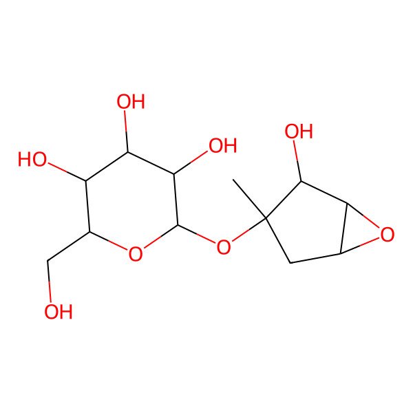 2D Structure of (2R,3S,4S,5R,6R)-2-(hydroxymethyl)-6-[[(1R,2S,3R,5S)-2-hydroxy-3-methyl-6-oxabicyclo[3.1.0]hexan-3-yl]oxy]oxane-3,4,5-triol