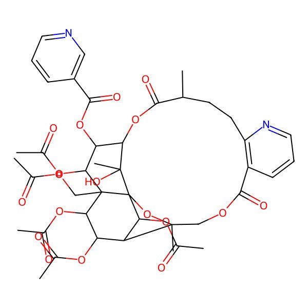 2D Structure of [(1S,3R,15S,18S,19R,20R,21R,22S,23R,24R,25R,26S)-20,22,23,25-tetraacetyloxy-21-(acetyloxymethyl)-26-hydroxy-3,15,26-trimethyl-6,16-dioxo-2,5,17-trioxa-11-azapentacyclo[16.7.1.01,21.03,24.07,12]hexacosa-7(12),8,10-trien-19-yl] pyridine-3-carboxylate