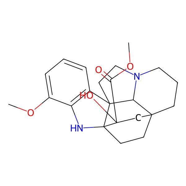 2D Structure of methyl (1S,9R,16R,18R,21S)-18-hydroxy-4-methoxy-2,12-diazahexacyclo[14.2.2.19,12.01,9.03,8.016,21]henicosa-3(8),4,6-triene-18-carboxylate